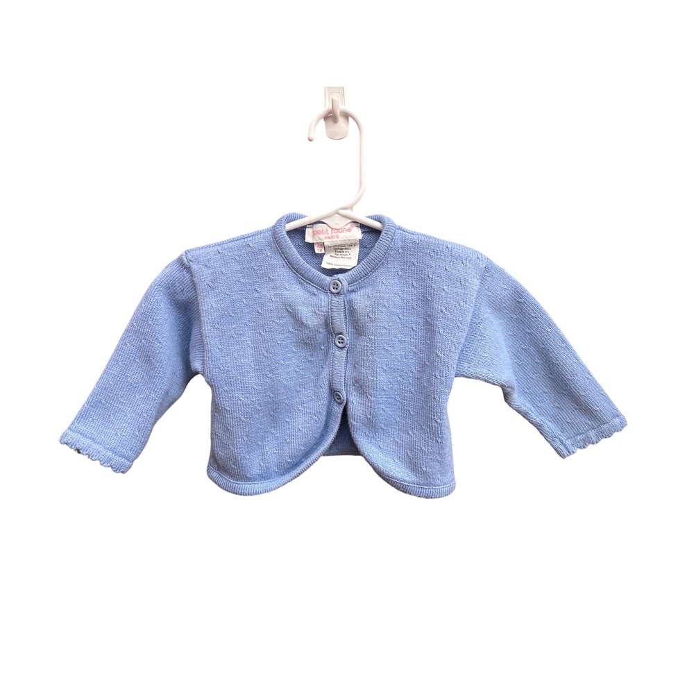 Petit Faune Paris Baby Blue Knit Cardigan Sweater 12 Months Outerwear Classic